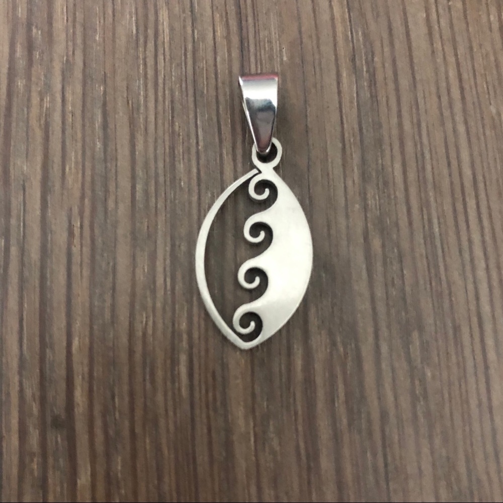 NEW NWOT wave football stainless steel pendant charm unique cute chic classy